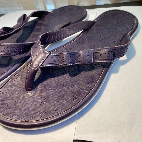 Louis Vuitton purple thong rubber monogram sandals flip-flops flats slides spa39 - Picture 3 of 9